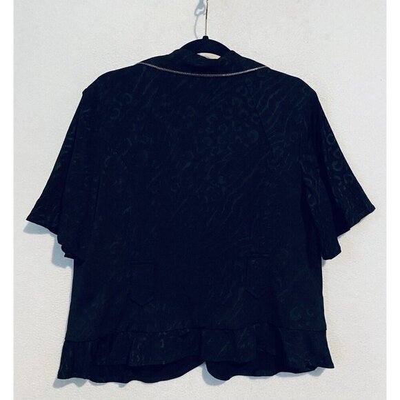 Alberto Makali Jacket Womens 16 Black Artsy Swirly Zipper Detail Whimsigoth - Picture 4 of 6